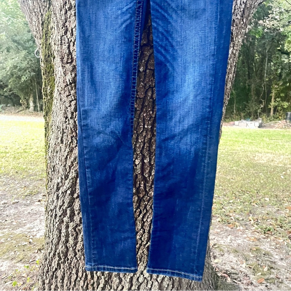 BKE DENIM STELLA 25 R DARK WASH BLUE JEANS GUC FIVE POCKET LOW RISE STRAIGHT LEG - Picture 6 of 10